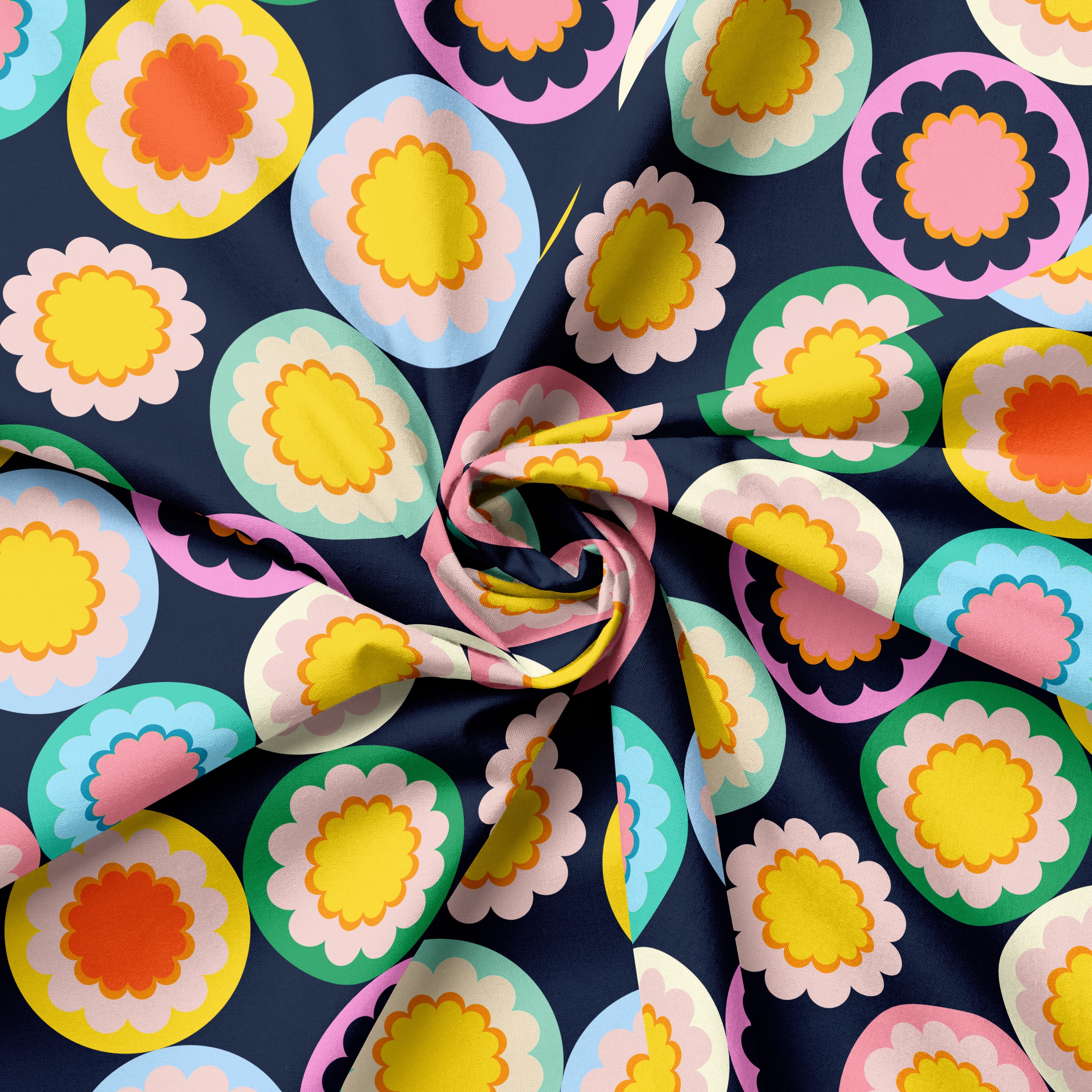 Daisy Chain Noir | Fabric by the Metre