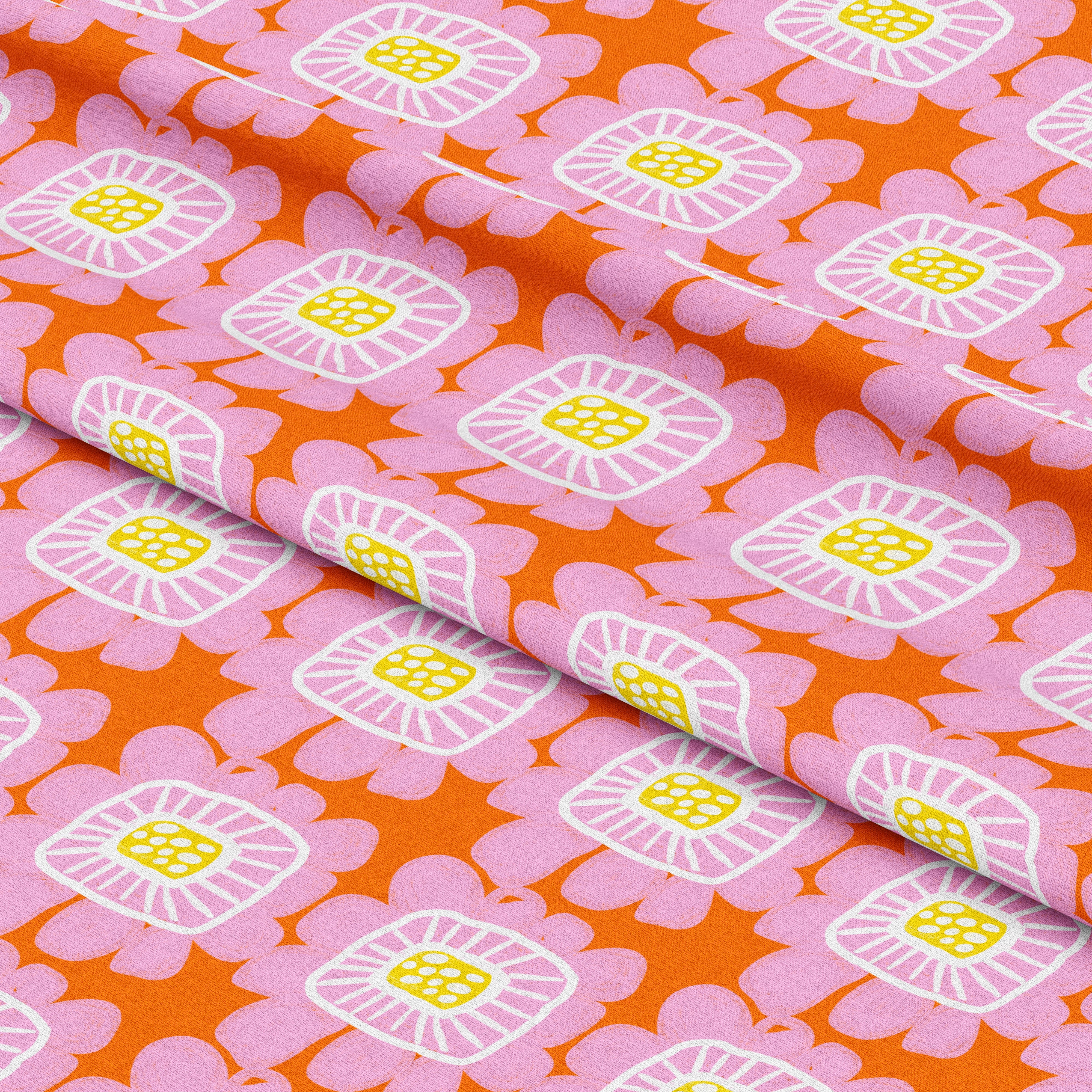 Riku Flower Apricot | Fabric by the Metre